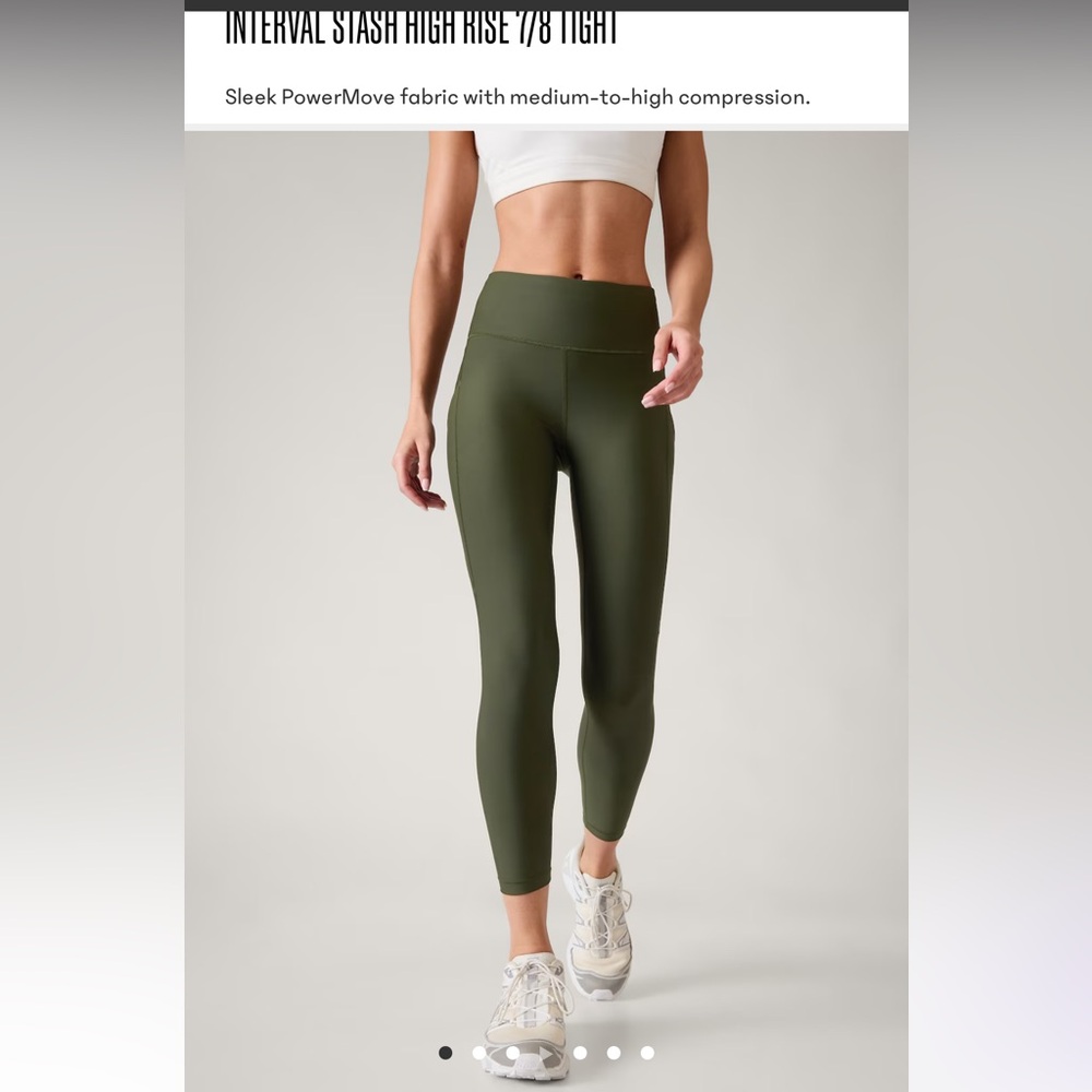 NWT Athleta Interval Stash High Rise 7/8 tight Aspen Green